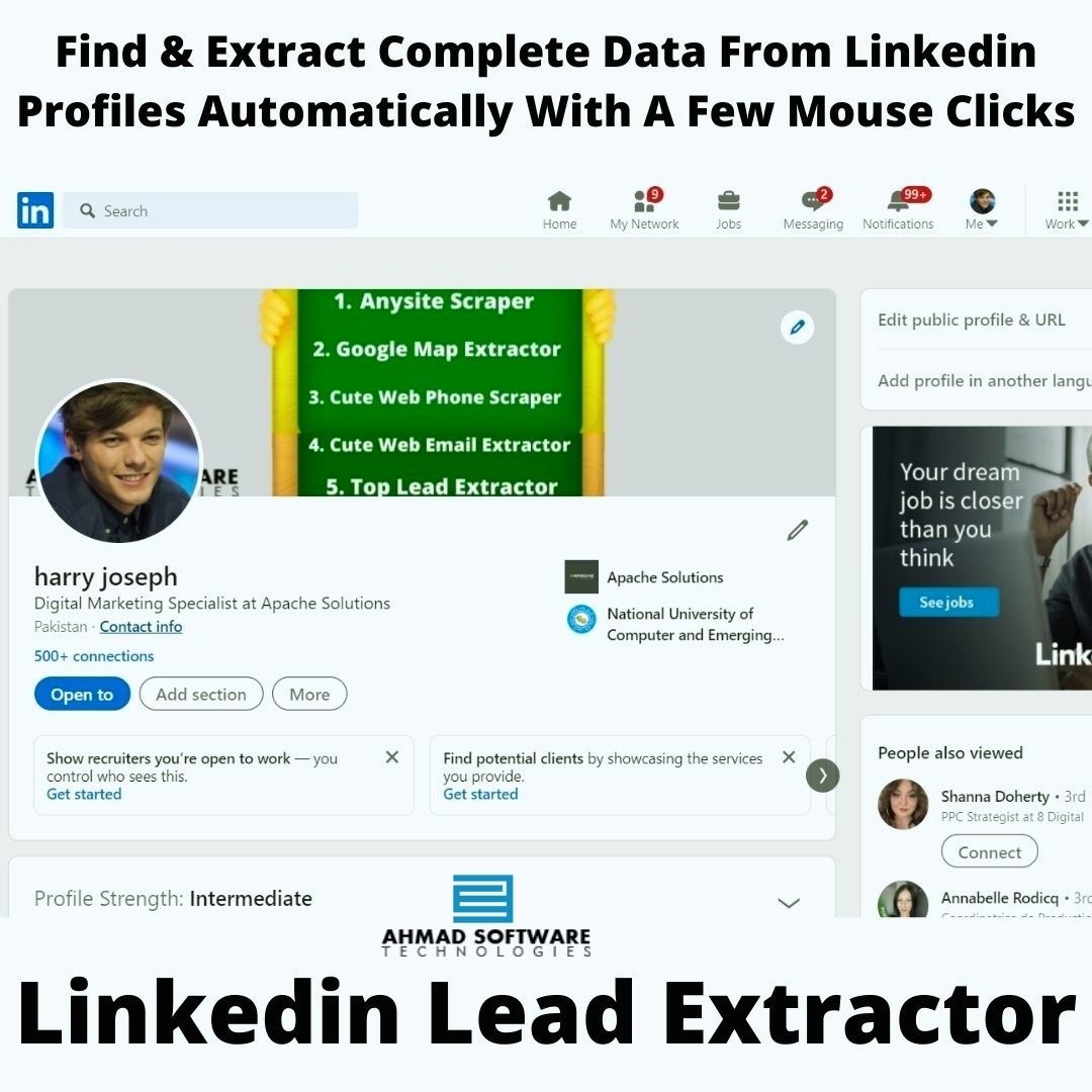 Find, Extract, And Download Data From 1000's Of Linkedin Profiles 