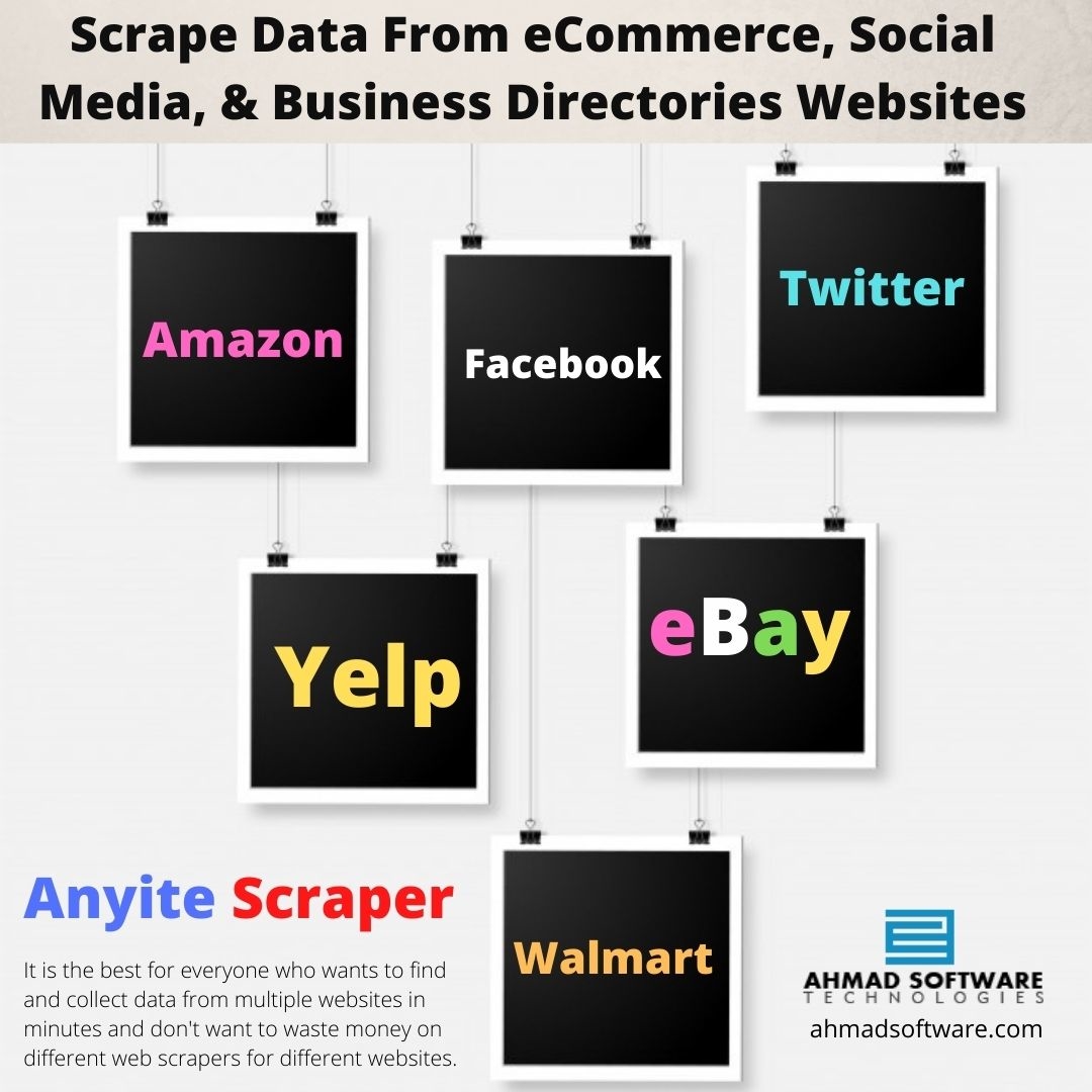 Scrape Data From eCommerce, Social Media, & Business Directories Websites