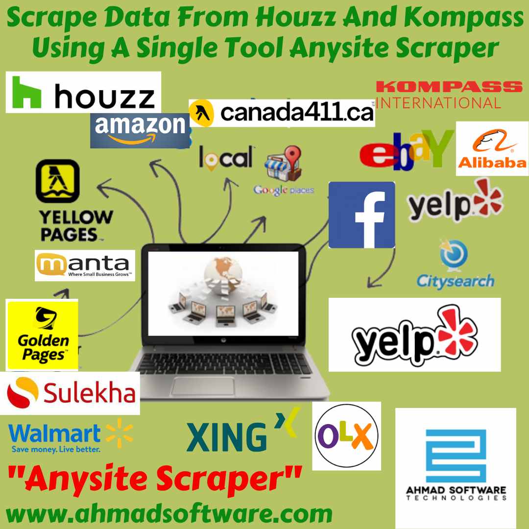 Scrape data from Houzz and Kompass using a single tool Anysite Scraper