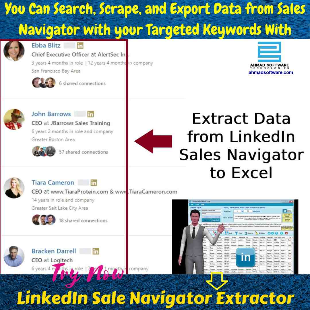 Scrape data from a sales navigator to Excel with LinkedIn Scraper 