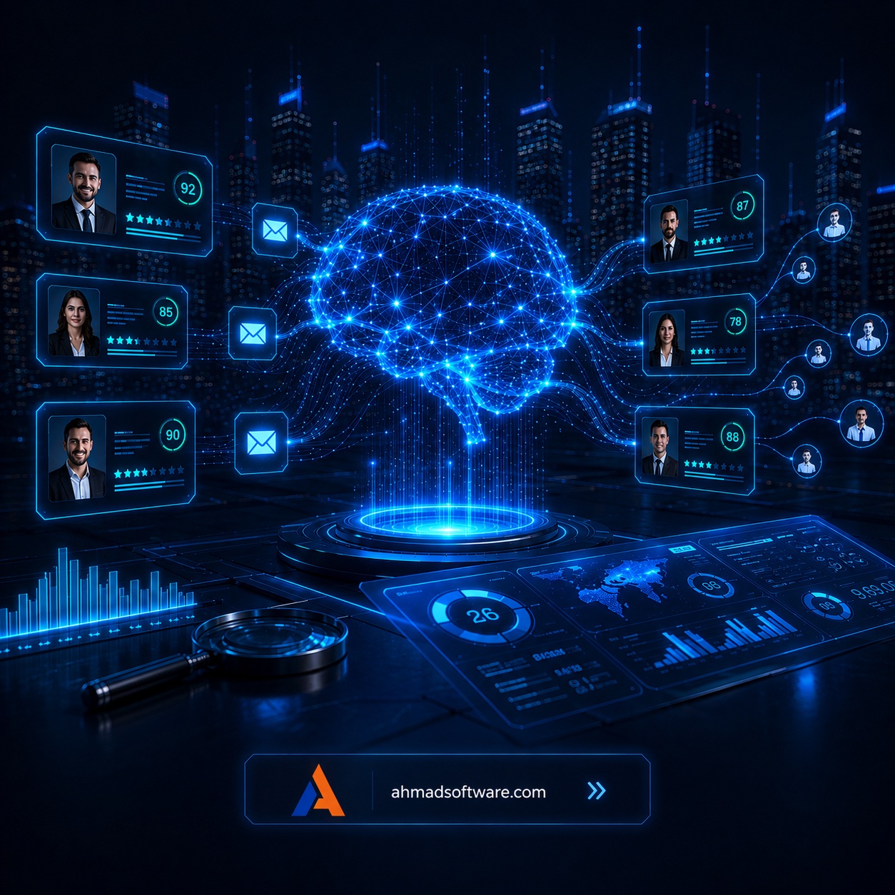 AI-powered B2B lead generation dashboard showing prospect scoring and email outreach automation