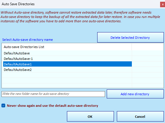 Auto Save directory settings