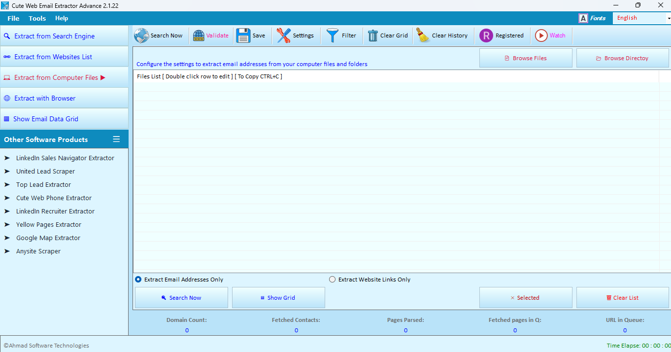 Computer Files Extraction Mode configuration