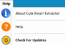 Help Menu expanded of Cute Web Email Extractorf