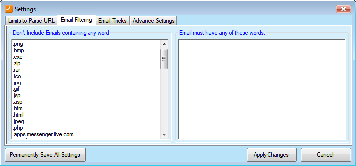 Email Filters Screenshot