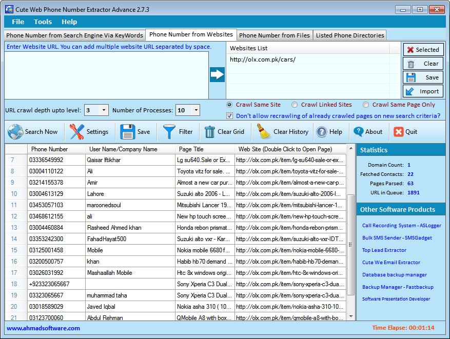 Cell Extractor Software Websites Screenshot
