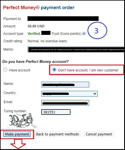 Payment page Step 3
