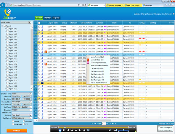 ASLogger Live Call Monitoring Screenshot