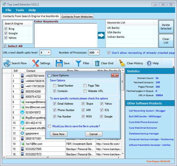 Web Lead Scraping Software Save Screenshot