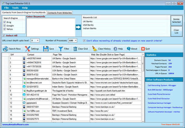 Contact Finder Searchengine Screenshot