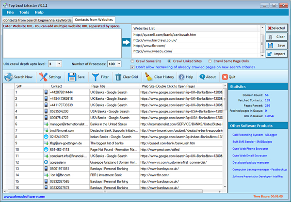 Contact Extractor Websites Screenshot